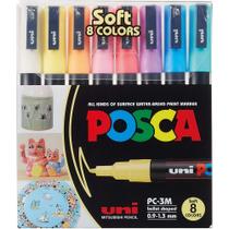 Estojo com 8 Cores Marcador Posca Uni-ball Pc-3m Soft Colors Tons Pastel 60 Estojo com 8 Cores Marcador Posca Uni-ball Pc-3m Soft Colors Tons Pastel 60