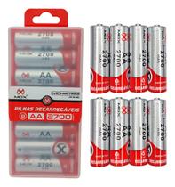 Estojo Com 8 Pilhas Aa Recarregaveis 2700mah Pilha Mox 1.2v