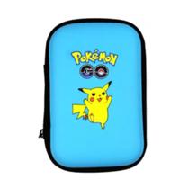 Estojo com Ziper Porta Cards Cartas Pokemon GO Pikachu Portátil Azul Claro Bolso Guardar Coleção