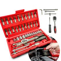 Estojo combo kit jogo de chaves fenda soquete allen philips catraca maleta completa 46 peças ferramentas profissional