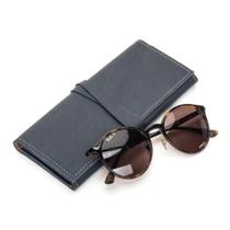 Estojo Compacto Couro Legítimo Para Óculos e Itens Pessoais