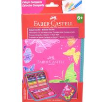 Estojo Completo com 18 itens Borboleta Rosa Faber-Castell