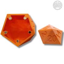 Estojo D20 de Dados RPG D&D Jogo Tabuleiro Mesa 3D Cor:Laranja