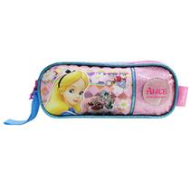 Estojo Da Alice No País Das Maravilhas Escolar Dois Compartimentos Meninas Infantil Disney Desenho
