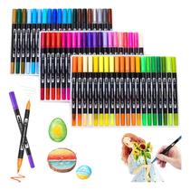 Estojo de 60 canetinha touch cores sortidas para pintar livros ponta dupla com estojo alça