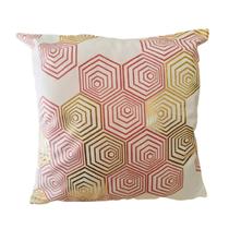 Estojo de almofada Nordica Cushin Branco Hexágono Rosa 45x45 cm