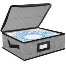 Estojo de armazenamento Platter Quilted Fine China com 4 divisórias