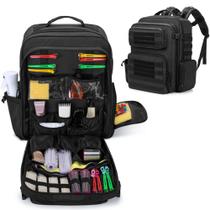 Estojo de barbeiro BAFASO preto de nylon com capa para laptop e 10 bolsos