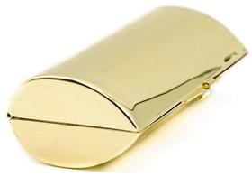 Estojo de batom Stephanie Imports arredondado dourado cromado Estojo de batom Stephanie Imports arredondado dourado cromado
