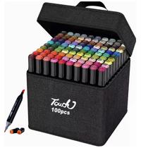 Estojo de Canetas Marcador Permanente Ponta Dupla 100 Cores