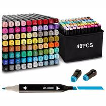 Estojo De Canetas Marcador Permanente Ponta Dupla 48 Color