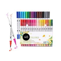 Estojo de Colorir 48 Canetinhas Ponta Dupla Canetas Cores Marcador