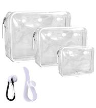 Estojo de cosméticos Aimeiar, 3 pacotes, sacos de PVC impermeáveis transparentes
