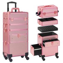 Estojo de cosméticos Somduy 4 em 1 Rolling Pink Organizer Estojo de cosméticos Somduy 4 em 1 Rolling Pink Organizer