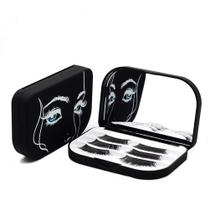 Estojo de cosméticos YiQiyi Empty Eyelashes Storage com espelho preto