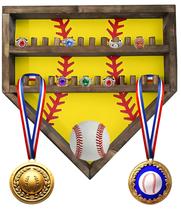 Estojo de Exposição para Anéis de Beisebol em Madeira 36 x 36 x 3 cm, 24 Compartimentos Estojo de Exposição para Anéis de Beisebol em Madeira 36 x 36 x 3 cm, 24 Compartimentos