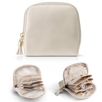 Estojo de joias Vlando Small Travel Cream Branco Impermeável em Couro PU