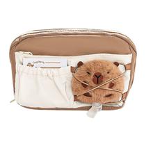 Estojo de lápis com design fofo de pelúcia de capivara de grande capacidade Estojo de lápis com design fofo de pelúcia de capivara de grande capacidade