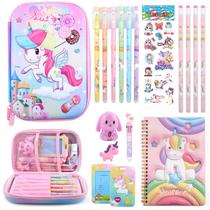 Estojo de lápis Coosilion Unicorn 3D EVA de grande capacidade para meninas