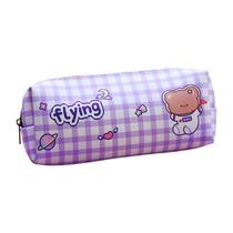 Estojo de lápis Cute Bear Cartoon Gingham Checkered Pattern Estojo de lápis Cute Bear Cartoon Gingham Checkered Pattern