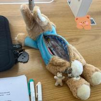 Estojo De Lápis De Coelho De Pelúcia Kawaii, Bolsa De Armazenamento Para Material Escolar, Estojo