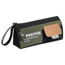 Estojo de lápis de grande capacidade com design de texto positivo de camada dupla