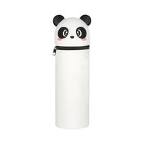 Estojo De Lápis De Silicone Panda Branco Fofo 2 Em 1 Suporte De Caneta Macio Com Zíper Para Material