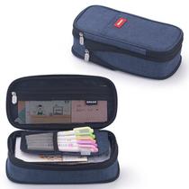 Estojo De Lápis De Tecido De Grande Capacidade Camada /Double Sided Pen Bag Pencil Case/Escolar Cor:Azul Marinho Estojo De Lápis De Tecido De Grande Capacidade Camada /Double Sided Pen Bag Pencil Case/Escolar Cor:Azul Marinho