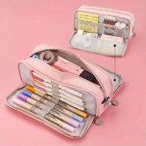 Estojo De Lápis De Tecido De Grande Capacidade Camada /Double Sided Pen Bag Pencil Case/Escolar