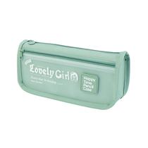 Estojo de lápis de tecido oxford verde transparente de grande capacidade