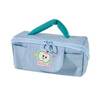 Estojo de lápis em tecido jeans de grande capacidade com alça 20,5 x 8,5 x 9 cm