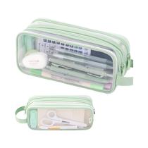 Estojo De Lápis Grande De Malha Dupla Transparente Multifuncional Para Escola E Escritório Estojo De Lápis Grande De Malha Dupla Transparente Multifuncional Para Escola E Escritório