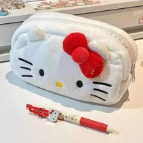 Estojo de Lápis Hello Kitty Grande Capacidade - Pelúcia Kawaii para Meninas