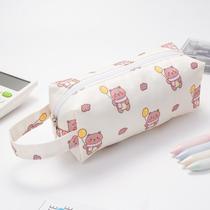 Estojo De Lápis Portátil De Lona De Papelaria De Camada Dupla Cor:Urso Estojo De Lápis Portátil De Lona De Papelaria De Camada Dupla Cor:Urso