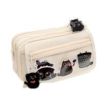 Estojo De Lápis Preto De Grande Capacidade 8pcs Organizador Durável Em Tecido Oxford Com Clipe E