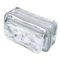 Estojo de lápis transparente de grande capacidade PU+PVC para estudantes