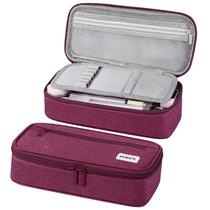 Estojo de lápis WEMATE, organizador de armazenamento grande, roxo, vermelho