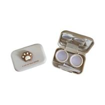 Estojo De Lentes De Contato Portátil Para Mulheres Com Design De Patinha De Gato E Acabamento Fosco