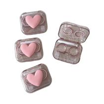 Estojo De Lentes De Contato Transparente Rosa Com Laço, Portátil, Para Cuidados Com Os Olhos De