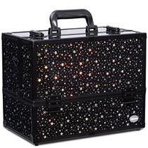 Estojo de maquiagem Joligrace 6 bandejas grandes com padrão de estrelas 35x22x28cm