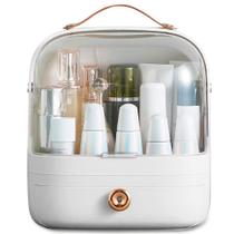 Estojo de Maquiagem Multifuncional Porta Cosméticos Com Tampa e Gaveta - Branco