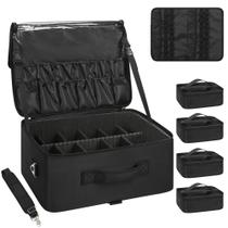 Estojo de maquiagem Relavel Extra Large com 4 bolsas transparentes e alça Estojo de maquiagem Relavel Extra Large com 4 bolsas transparentes e alça
