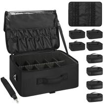 Estojo de maquiagem Relavel Extra Large com 8 bolsas transparentes e alça Estojo de maquiagem Relavel Extra Large com 8 bolsas transparentes e alça