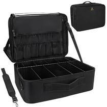 Estojo de maquiagem Relavel Extra Large com divisórias de plástico preto Estojo de maquiagem Relavel Extra Large com divisórias de plástico preto