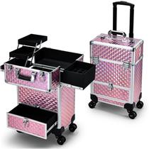 Estojo de maquiagem rolante Hododou com gaveta Cosmetology Pink Estojo de maquiagem rolante Hododou com gaveta Cosmetology Pink