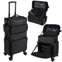 Estojo de maquiagem rolante Stagiant Professional 2 em 1 de nylon preto Estojo de maquiagem rolante Stagiant Professional 2 em 1 de nylon preto
