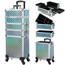 Estojo de maquiagem Stagiant Rolling Cosmetology com rodas e chave azul Estojo de maquiagem Stagiant Rolling Cosmetology com rodas e chave azul