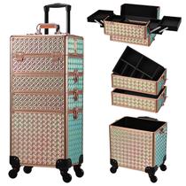 Estojo de maquiagem Stagiant Rolling Cosmetology com rodas em ouro rosa Estojo de maquiagem Stagiant Rolling Cosmetology com rodas em ouro rosa