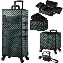 Estojo de maquiagem Stagiant Rolling Cosmetology com rodas verde escuro