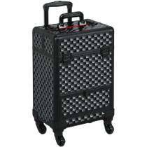 Estojo de maquiagem Yaheetech Aluminium com rodas e fechadura, preto/vermelho Estojo de maquiagem Yaheetech Aluminium com rodas e fechadura, preto/vermelho